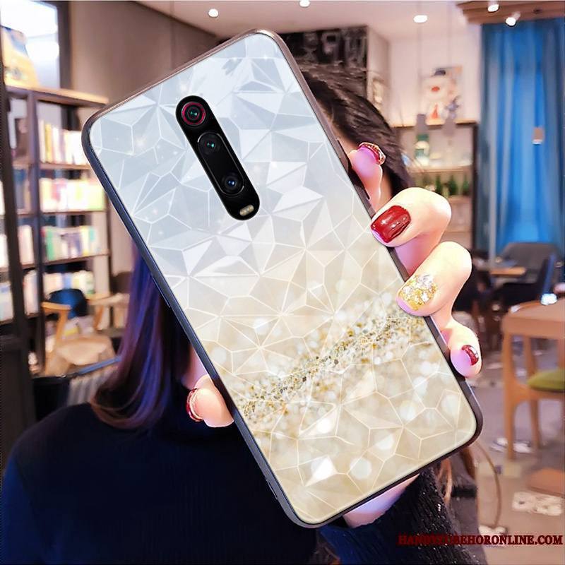 Mi 9t Pro Rouge Cœur Ornements Suspendus Coque De Téléphone Losange Incassable Modèle Fleurie