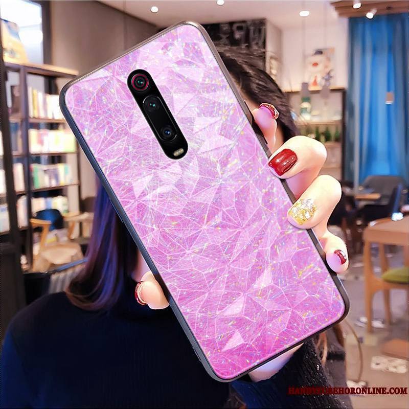 Mi 9t Pro Rouge Cœur Ornements Suspendus Coque De Téléphone Losange Incassable Modèle Fleurie