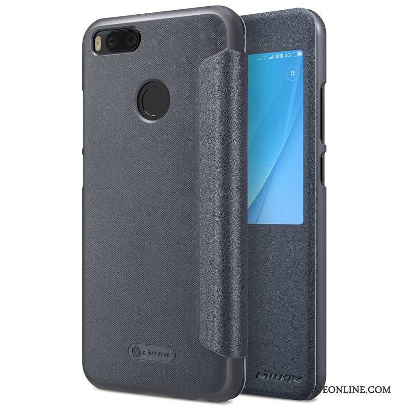 Mi A1 Coque Dormance Incassable Blanc Housse Ouvrir La Fenêtre Protection Téléphone Portable