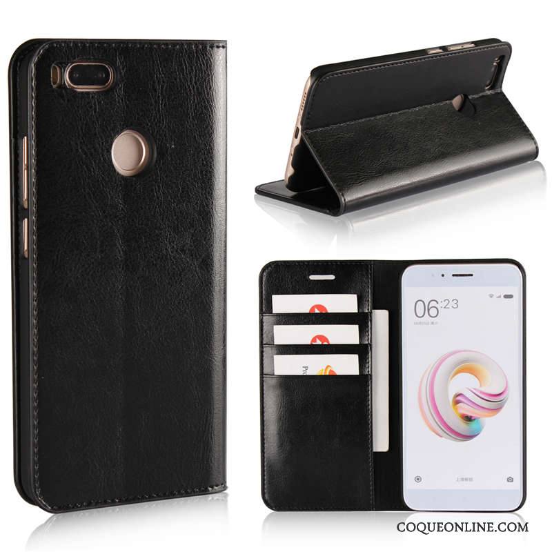 Mi A1 Cuir Haut Support Étui En Cuir Protection Cuir Véritable Coque De Téléphone Petit