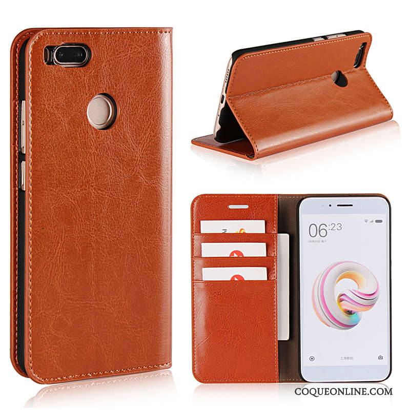 Mi A1 Cuir Haut Support Étui En Cuir Protection Cuir Véritable Coque De Téléphone Petit