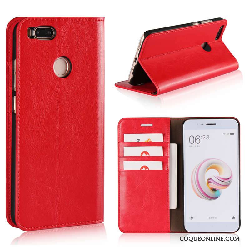 Mi A1 Cuir Haut Support Étui En Cuir Protection Cuir Véritable Coque De Téléphone Petit