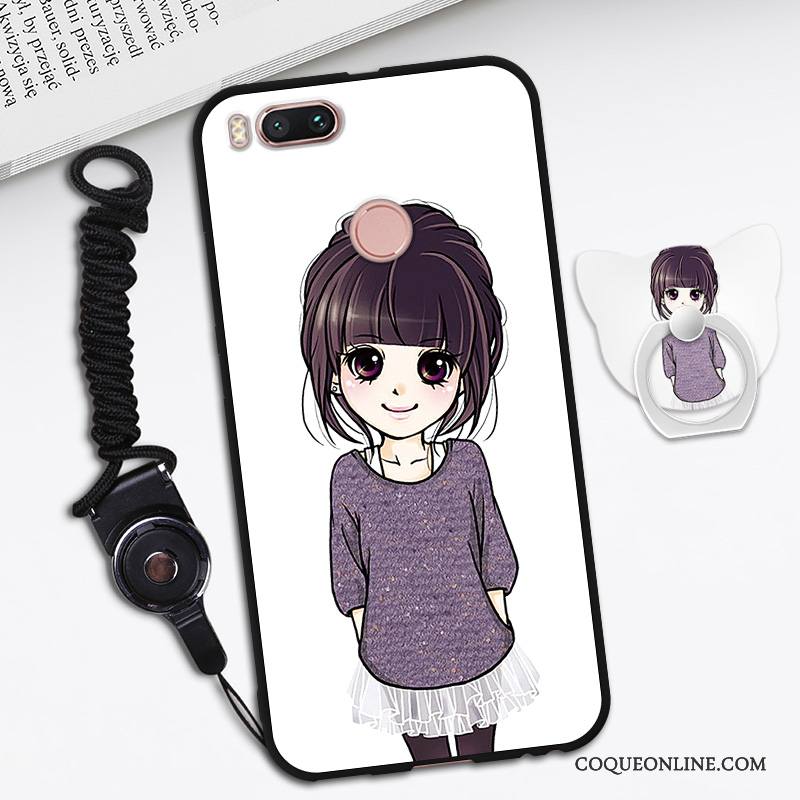 Mi A1 Fluide Doux Coque Dessin Animé Noir Petit Tendance Créatif