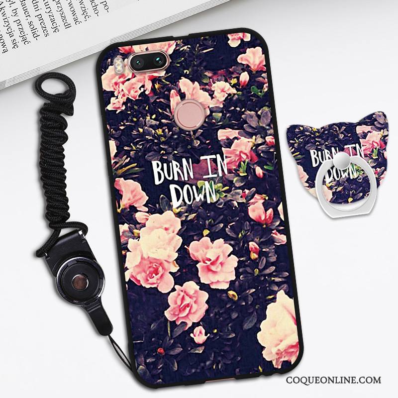 Mi A1 Fluide Doux Coque Dessin Animé Noir Petit Tendance Créatif