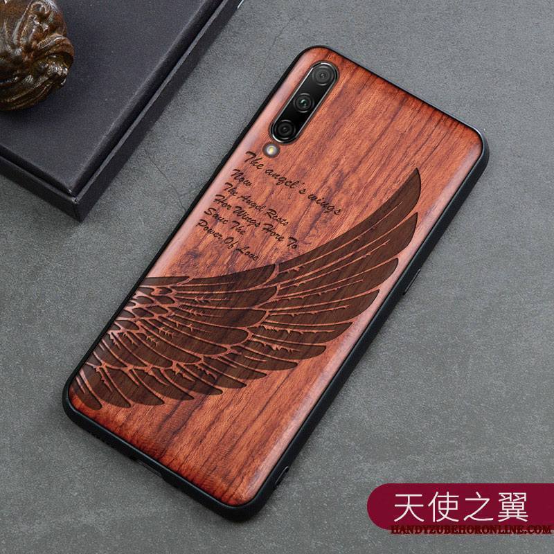 Mi A3 Bois Massif Étui Coque De Téléphone Sculpture Nouveau En Bois Style Chinois