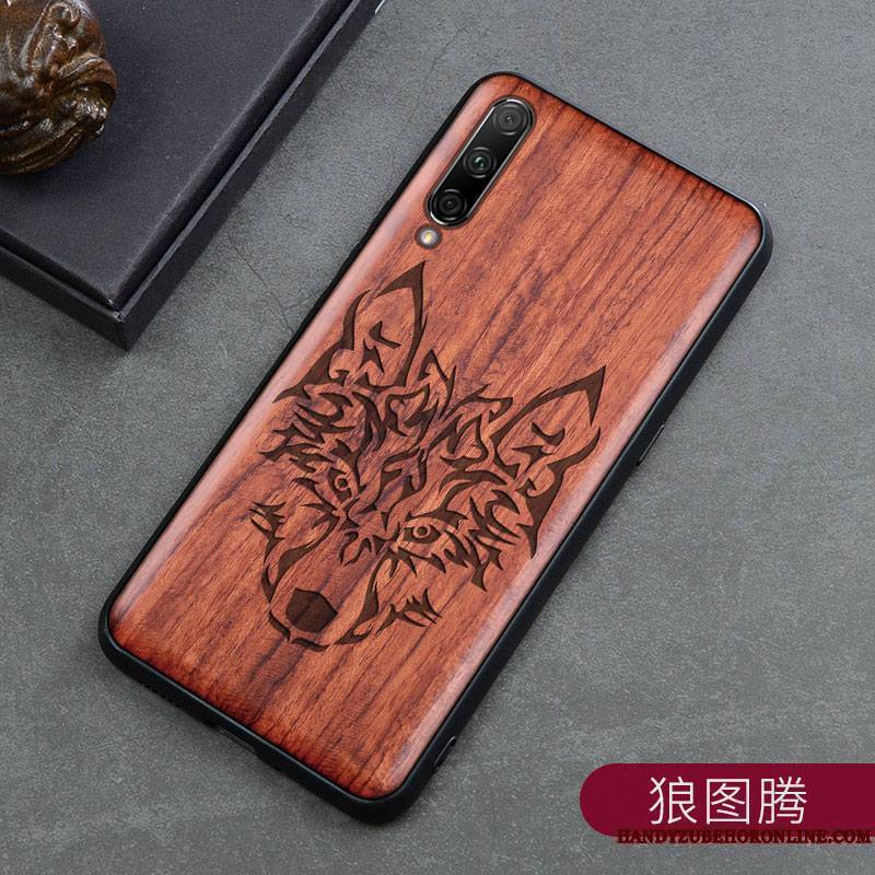 Mi A3 Bois Massif Étui Coque De Téléphone Sculpture Nouveau En Bois Style Chinois