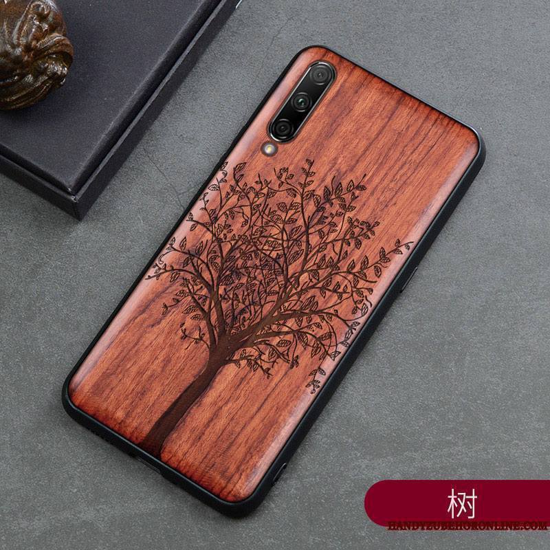 Mi A3 Bois Massif Étui Coque De Téléphone Sculpture Nouveau En Bois Style Chinois