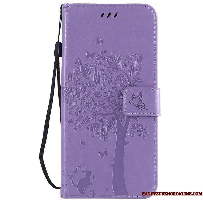 Mi A3 Coque Chat Étui En Cuir Arbres Clamshell Rouge Petit Protection