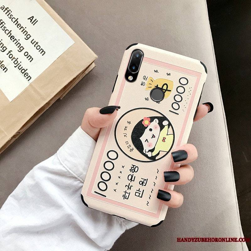 Mi A3 Coque Délavé En Daim Gaufrage Dessin Animé Charmant Soie Mulberry Silicone Tendance