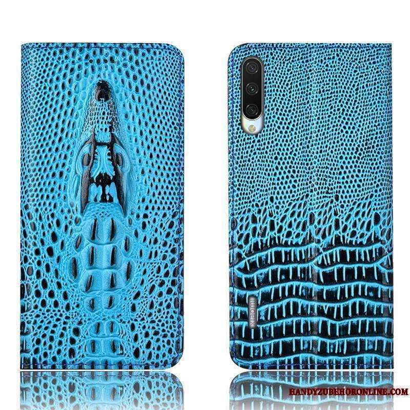 Mi A3 Coque Petit Crocodile Protection Jaune Étui Incassable Cuir Véritable