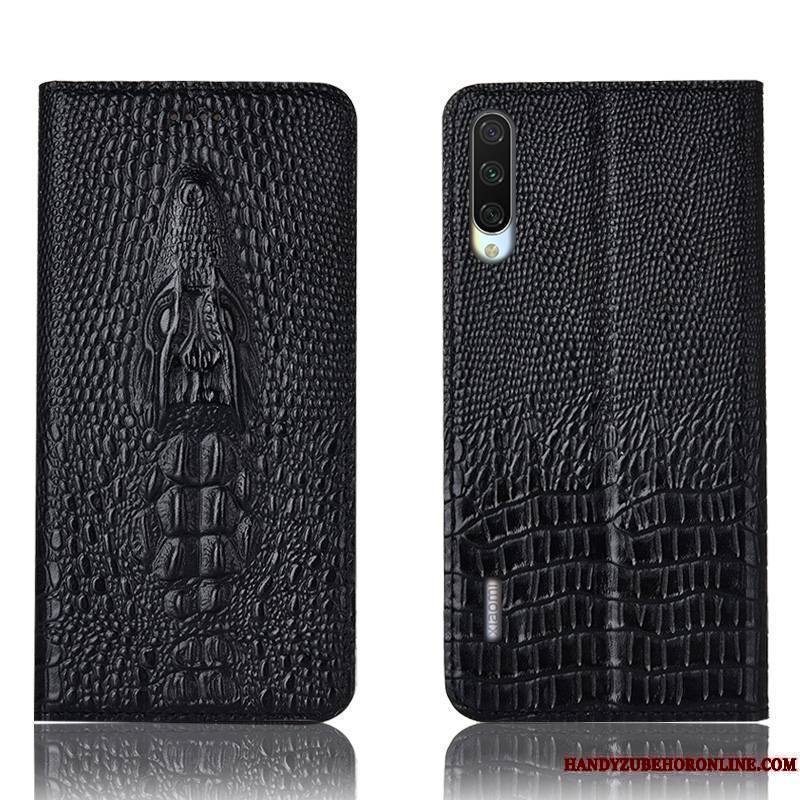 Mi A3 Coque Petit Crocodile Protection Jaune Étui Incassable Cuir Véritable