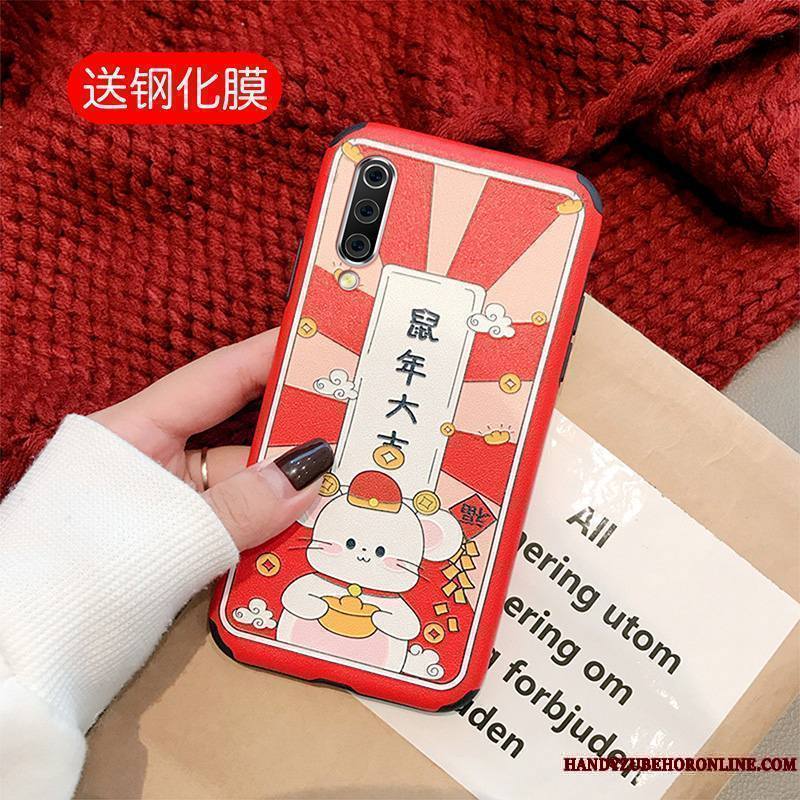 Mi A3 Coque Protection Rat Petit Jeunesse Étui Rouge Modèle Fleurie