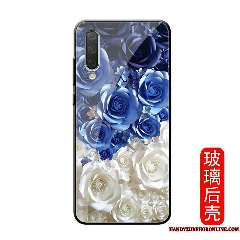 Mi A3 Net Rouge Fluide Doux Coque De Téléphone Protection Verre Marque De Tendance Peinte À La Main