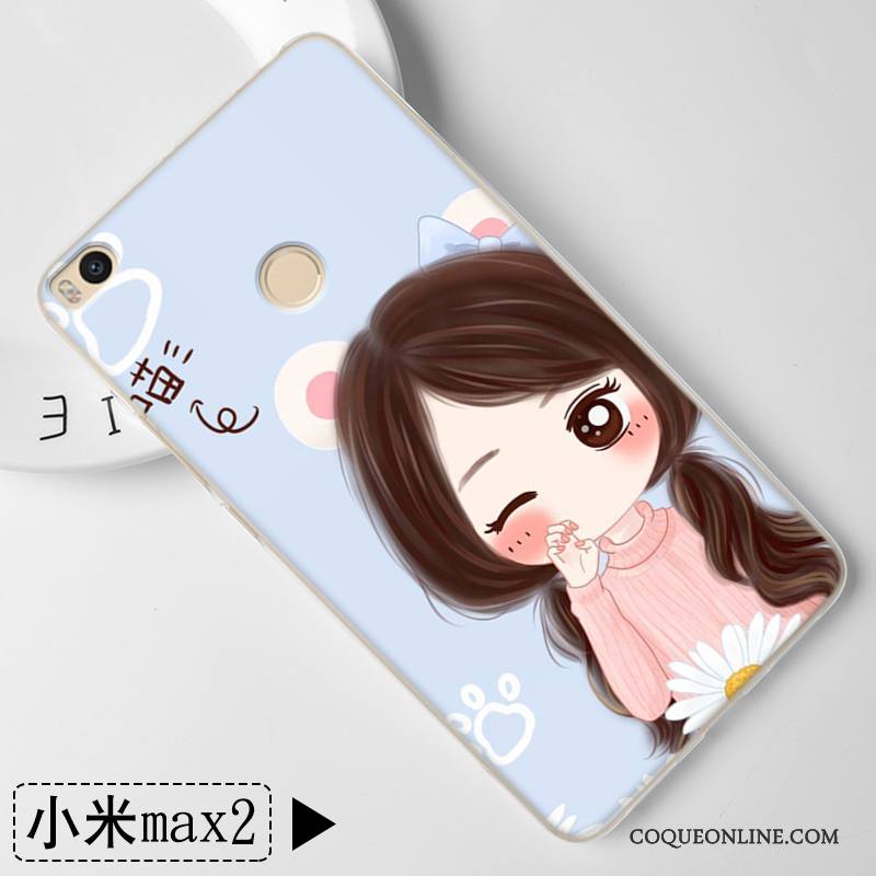 Mi Max 2 Bleu Clair Étui Coque Incassable Dessin Animé Silicone Tout Compris