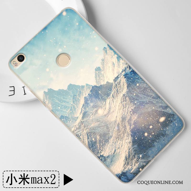 Mi Max 2 Bleu Clair Étui Coque Incassable Dessin Animé Silicone Tout Compris