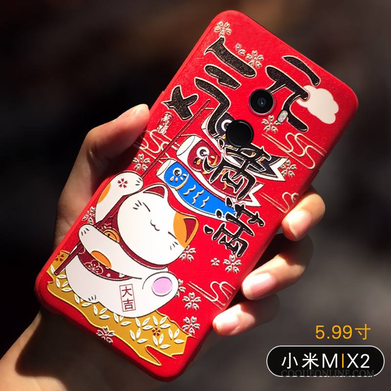 Mi Max 2 Coque Petit Marque De Tendance Rouge Personnalité Étui Créatif Chat