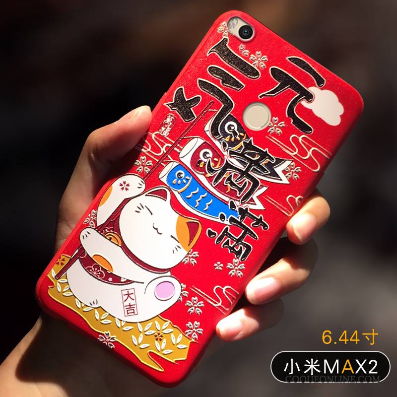 Mi Max 2 Coque Petit Marque De Tendance Rouge Personnalité Étui Créatif Chat