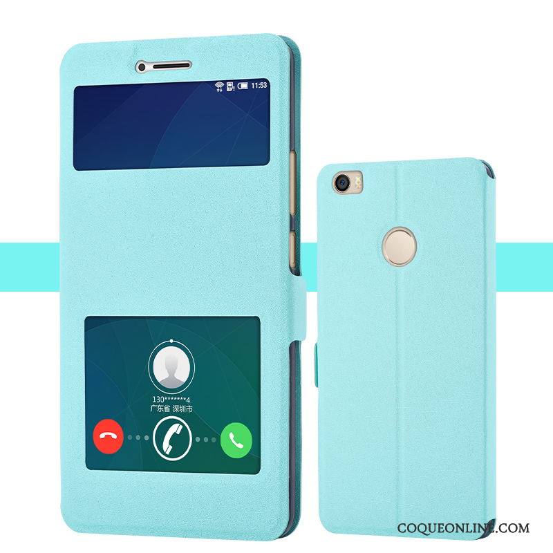 Mi Max 2 Coque Petit Étui En Cuir Protection Tout Compris Housse Bleu Incassable