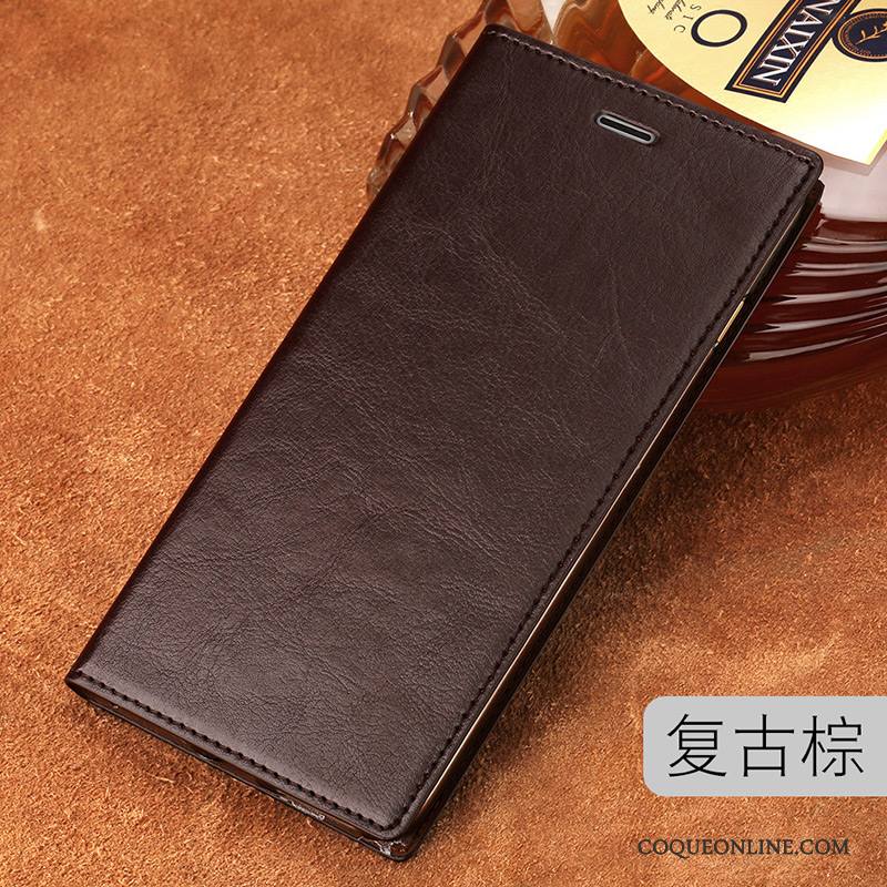 Mi Max 2 Coque Protection Très Mince Cuir Véritable Tendance Marron Tout Compris Étui