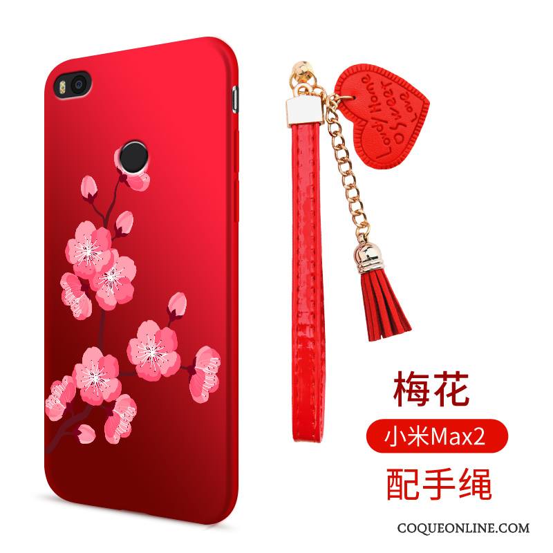 Mi Max 2 Fluide Doux Tout Compris Ornements Suspendus Protection Coque De Téléphone Silicone Rouge