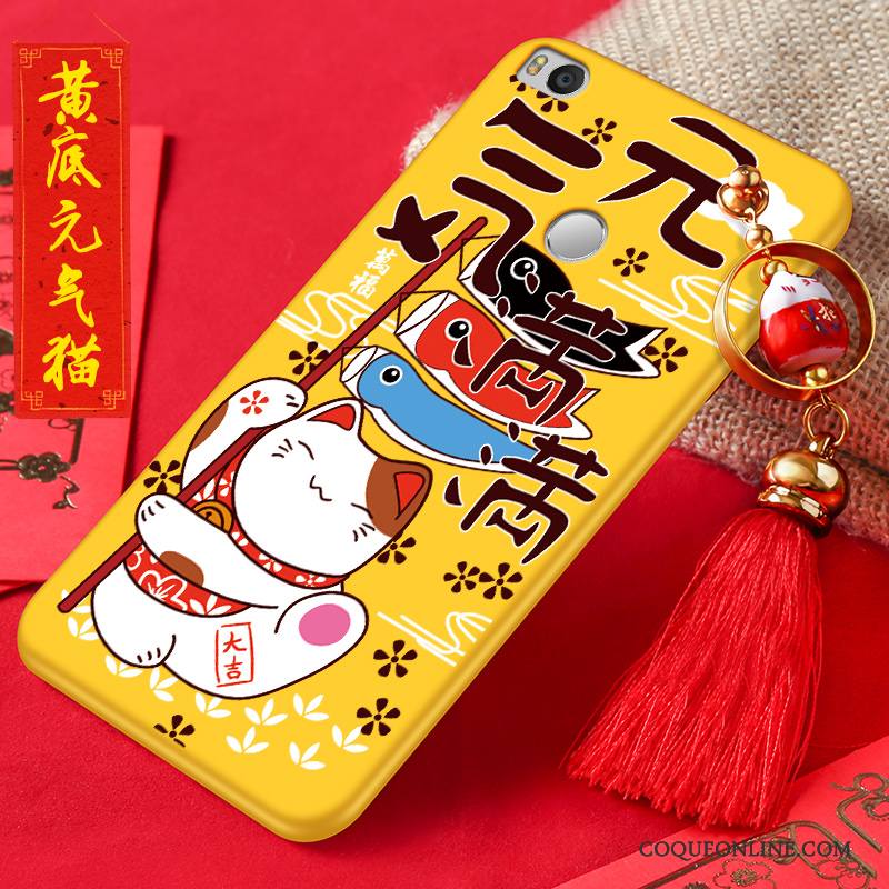 Mi Max 2 Incassable Dessin Animé Coque De Téléphone Délavé En Daim Étui Jaune Charmant