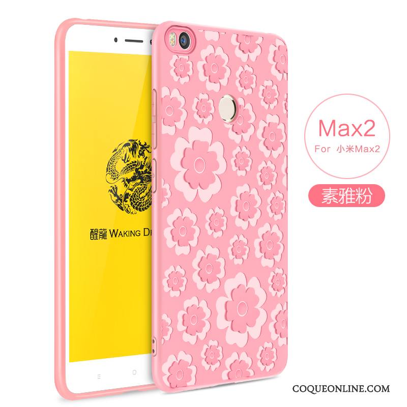 Mi Max 2 Protection Coque De Téléphone Couleur Unie Noir Étui Simple Gaufrage