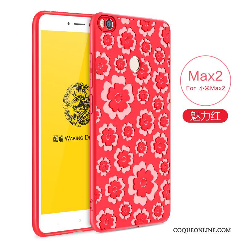 Mi Max 2 Protection Coque De Téléphone Couleur Unie Noir Étui Simple Gaufrage