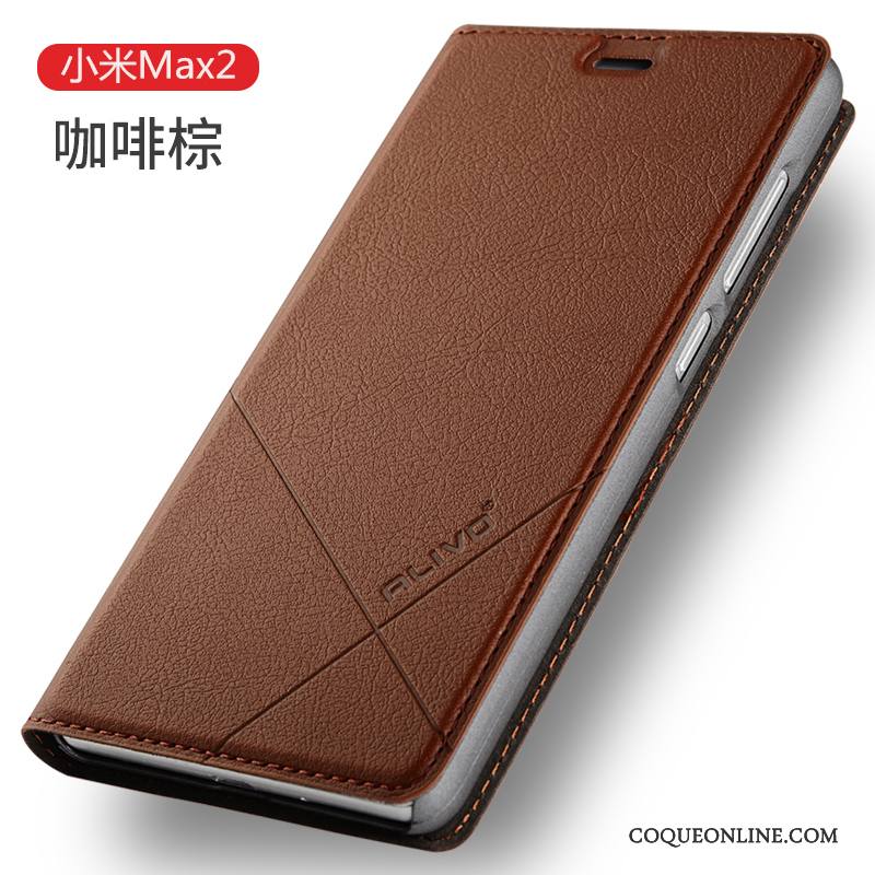 Mi Max 2 Étui Étui En Cuir Petit Clamshell Rouge Protection Coque