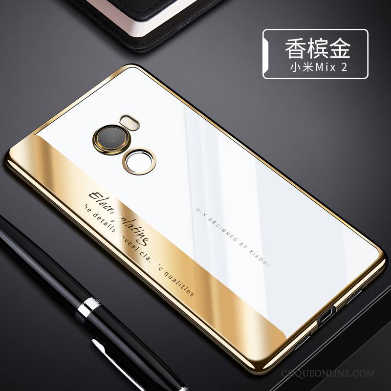 Mi Mix 2 Coque De Téléphone Étui Silicone Argent Incassable Fluide Doux Transparent