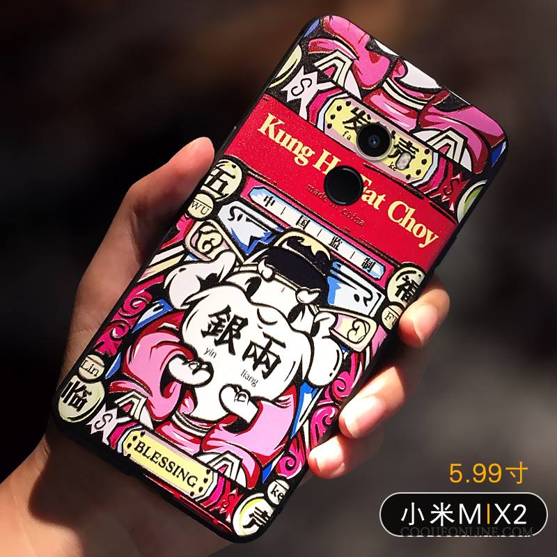 Mi Mix 2 Coque Personnalité Silicone Protection Petit Nouveau Marque De Tendance Chat