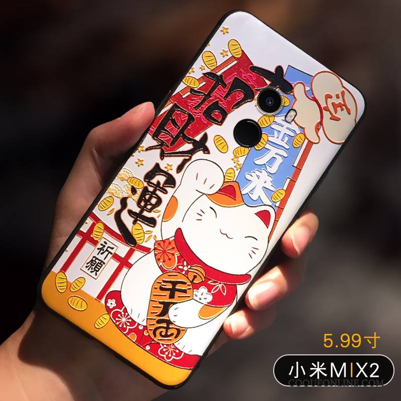 Mi Mix 2 Coque Personnalité Silicone Protection Petit Nouveau Marque De Tendance Chat