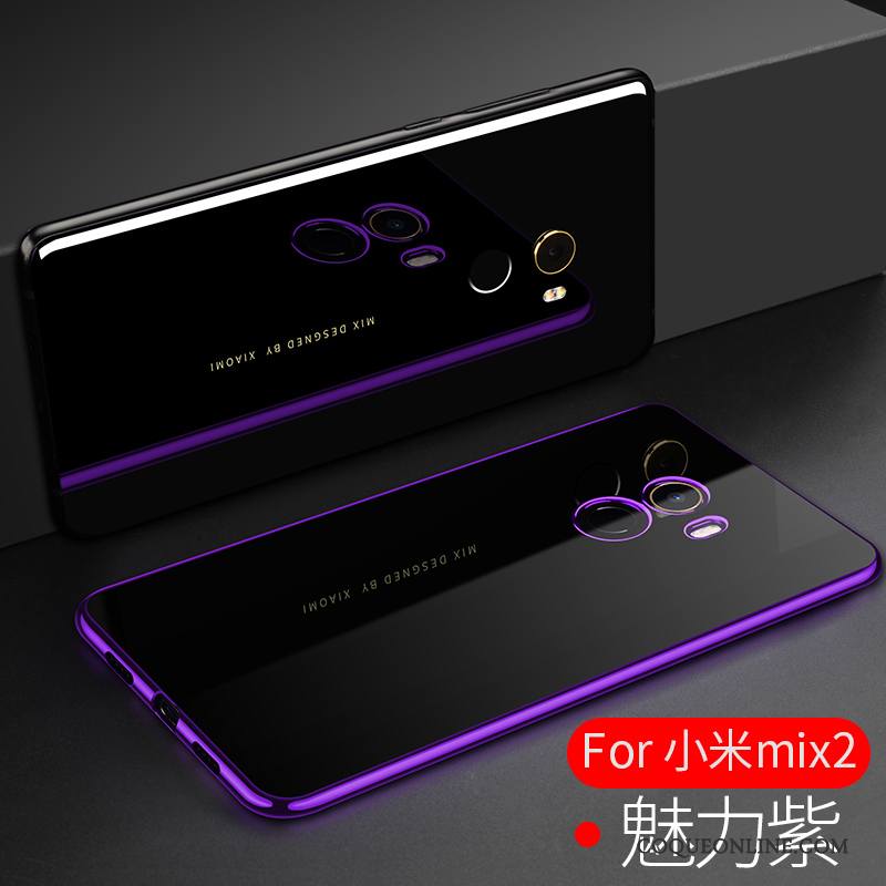 Mi Mix 2 Coque Personnalité Étui Fluide Doux Placage Protection Rouge Silicone