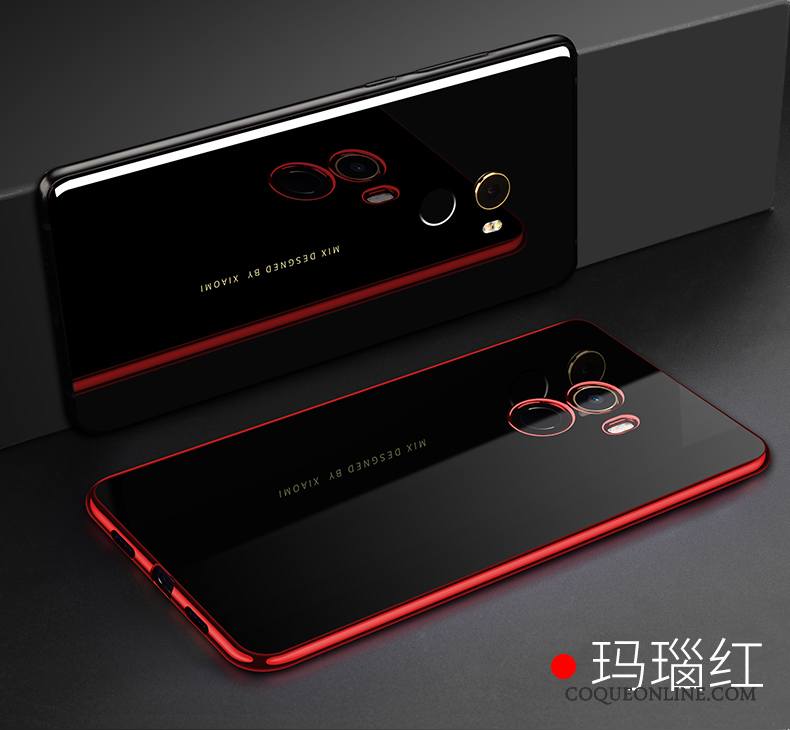 Mi Mix 2 Coque Personnalité Étui Fluide Doux Placage Protection Rouge Silicone