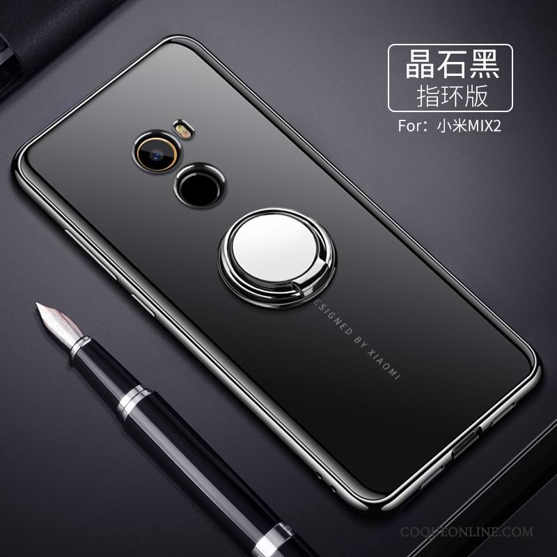 Mi Mix 2 Coque Silicone Transparent Tout Compris Protection Noir Étui Fluide Doux