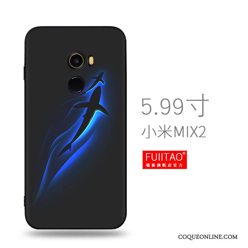 Mi Mix 2 Créatif Fluide Doux Petit Silicone Coque De Téléphone Personnalité Noir