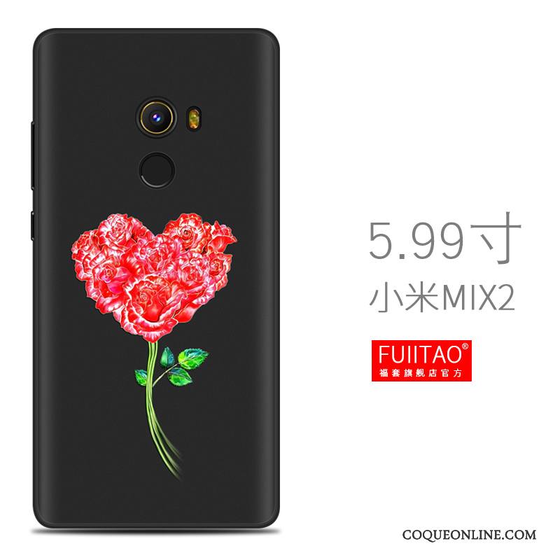 Mi Mix 2 Créatif Fluide Doux Petit Silicone Coque De Téléphone Personnalité Noir