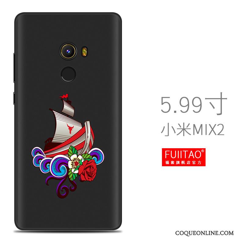 Mi Mix 2 Créatif Fluide Doux Petit Silicone Coque De Téléphone Personnalité Noir