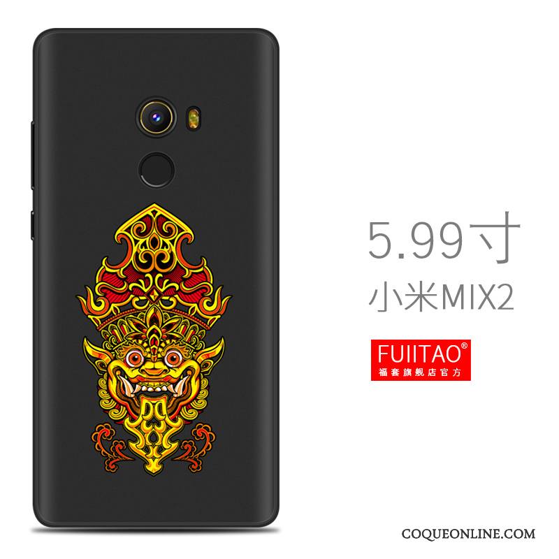 Mi Mix 2 Créatif Fluide Doux Petit Silicone Coque De Téléphone Personnalité Noir