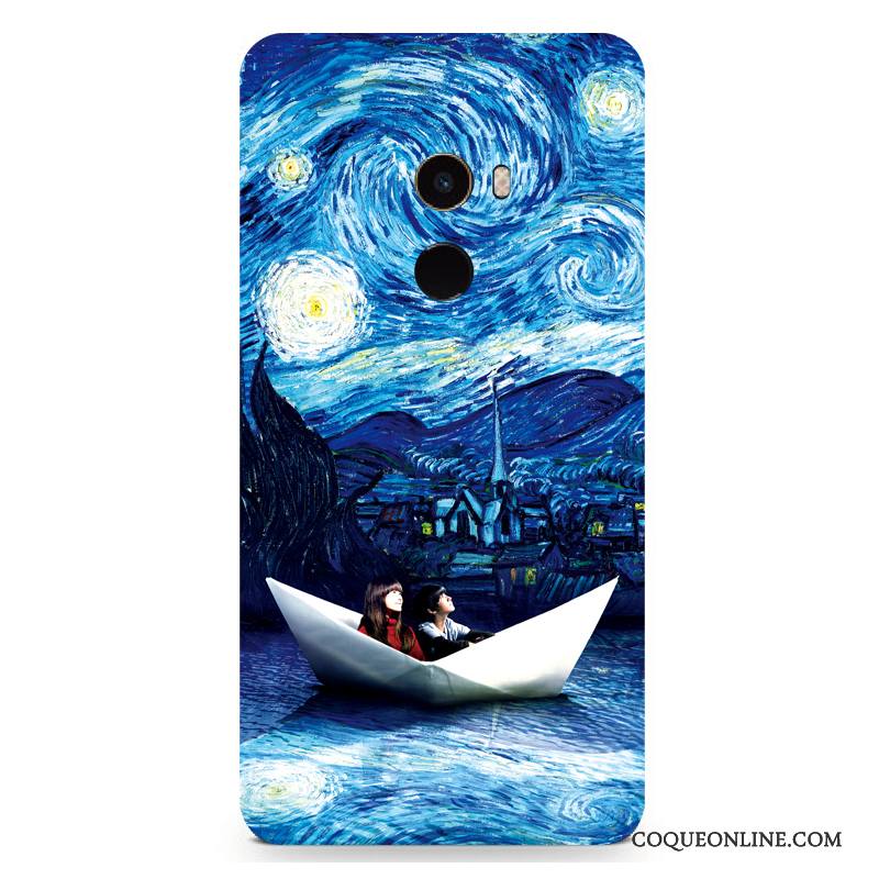 Mi Mix 2 Difficile Couleur Coque De Téléphone Personnalité Dessin Animé Bleu Clair Délavé En Daim