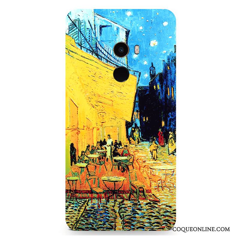 Mi Mix 2 Difficile Couleur Coque De Téléphone Personnalité Dessin Animé Bleu Clair Délavé En Daim