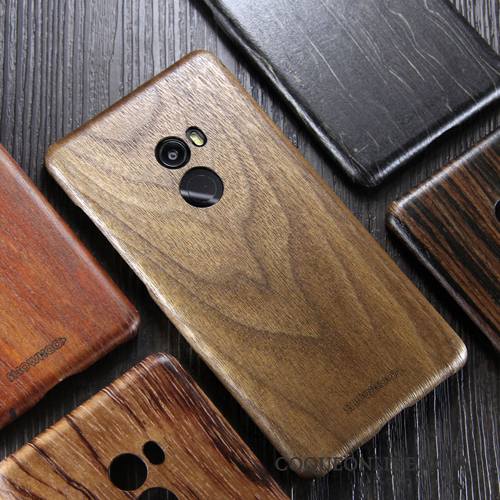 Mi Mix 2 En Bois Marque De Tendance Étui Très Mince Coque De Téléphone Bois Massif Noir