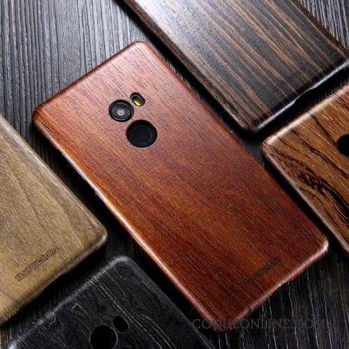 Mi Mix 2 En Bois Marque De Tendance Étui Très Mince Coque De Téléphone Bois Massif Noir