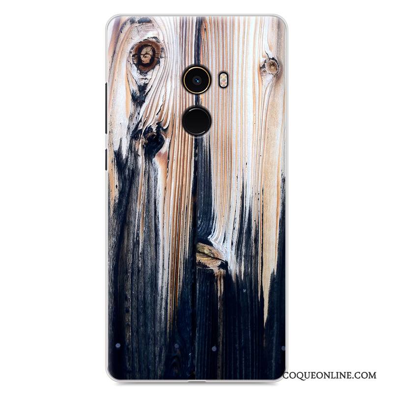 Mi Mix 2 Fluide Doux Incassable Coque De Téléphone Grain De Bois Étui Petit Protection