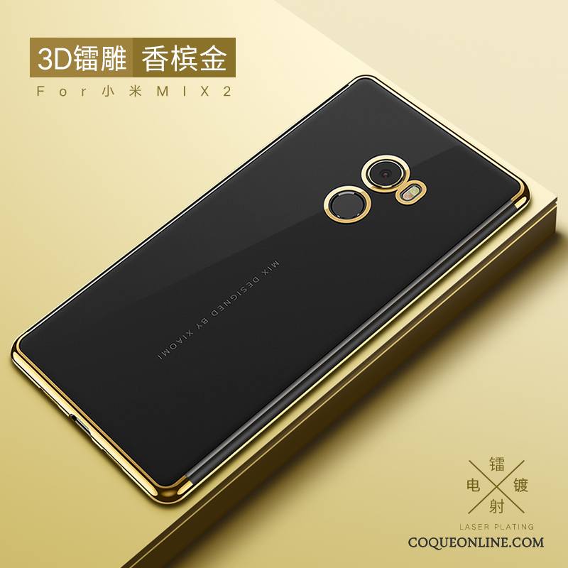 Mi Mix 2 Petit Coque De Téléphone Fluide Doux Protection Or Étui Incassable