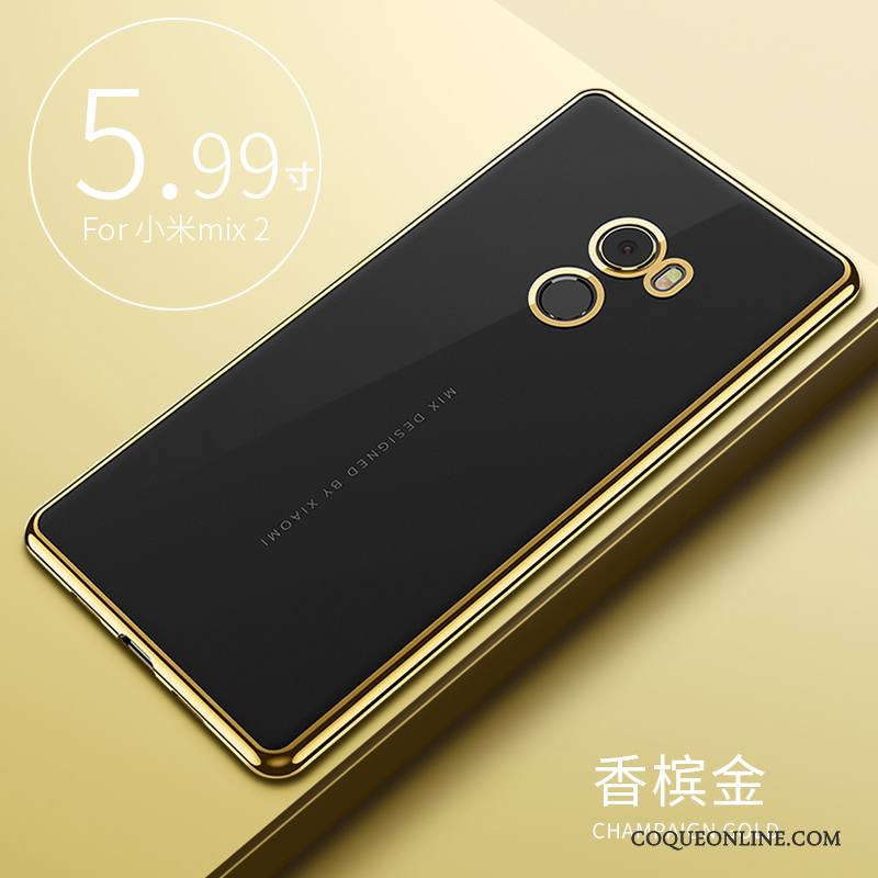 Mi Mix 2 Petit Coque De Téléphone Fluide Doux Protection Or Étui Incassable