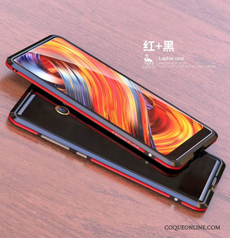 Mi Mix 2 Petit Coque De Téléphone Protection Étui Border Violet Métal