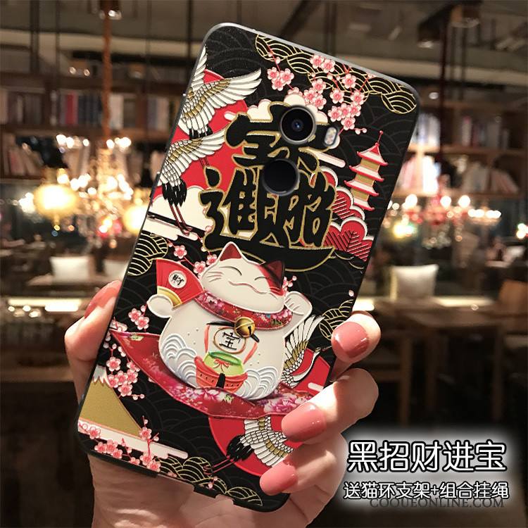 Mi Mix 2 Petit Coque Tout Compris Dessin Animé Ornements Suspendus Étui Noir