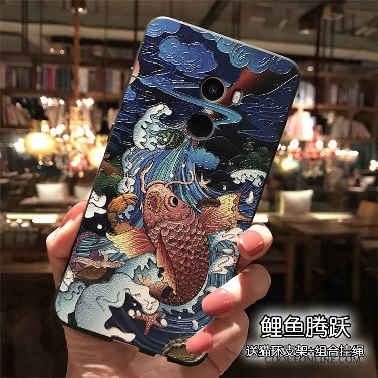 Mi Mix 2 Petit Coque Tout Compris Dessin Animé Ornements Suspendus Étui Noir