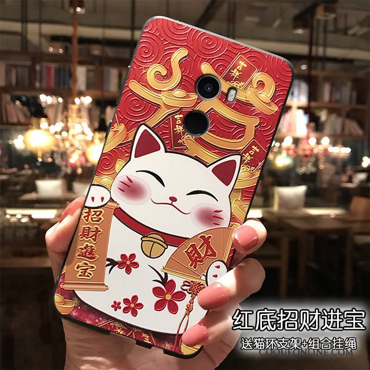 Mi Mix 2 Petit Coque Tout Compris Dessin Animé Ornements Suspendus Étui Noir