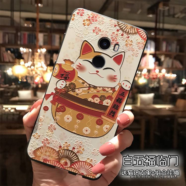 Mi Mix 2 Petit Coque Tout Compris Dessin Animé Ornements Suspendus Étui Noir